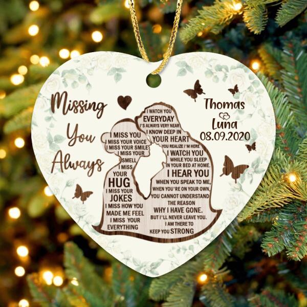 Personalized Memorial Heart Ornament - Missing You Always