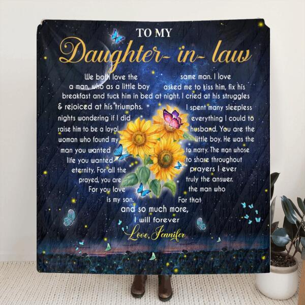 Personalized To My Daughter In Law Quilt/Fleece Blanket - Gift For Daughter In Law
