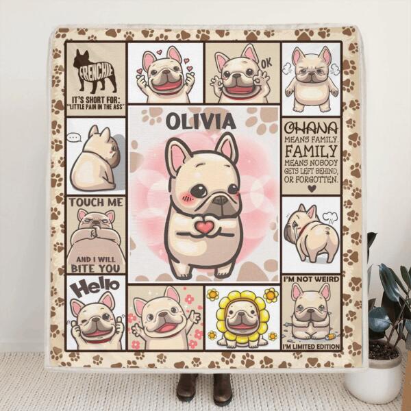 Personalized French Bulldog Funny Lovely Quilt/Fleece Blanket - Gift Idea For French Bulldog Lover