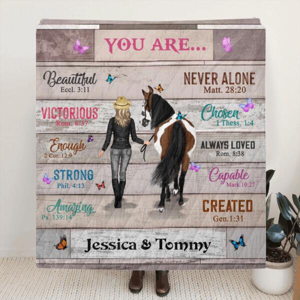 Personalized Christian You're Beautiful Horse Girl Pillow Cover/Quilt/Fleece Blanket - Gift Idea For Horse Lover