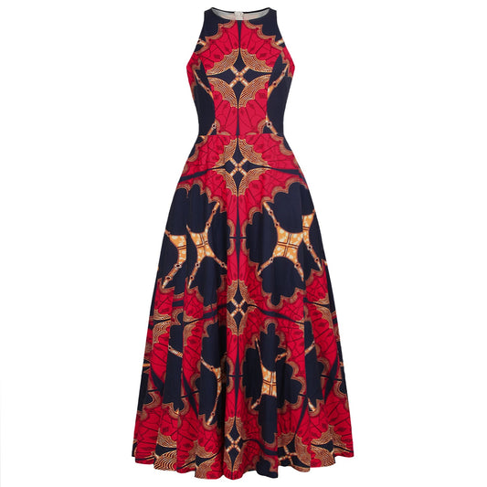 New Product Digital Printing Women's Round Neck Sleeveless Dress