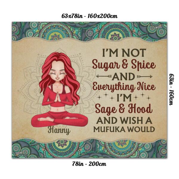Personalized Yoga Girl Rug - Gift Idea For Yoga Lover - I'm Sage & Hood And Wish A Mufuka Would