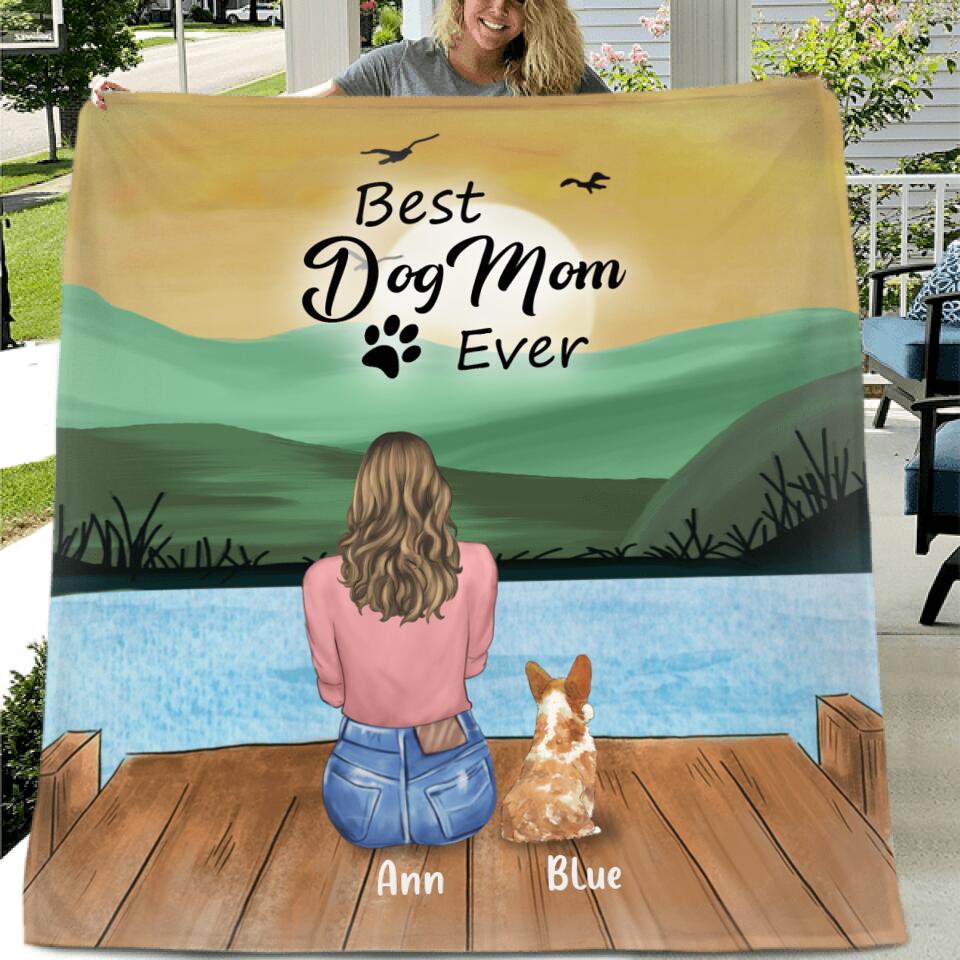 Personalized Pet Mom Pillow Cover/Quilt/Fleece Blanket - Gift For Dog Lover With Up to 4 Pets - Best Dog Mom Ever
