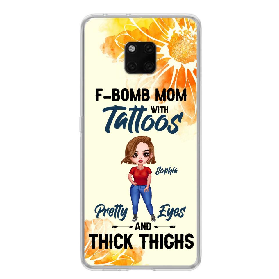 Custom Personalized F-Mom Phone Case - Case for Oppo, Xiaomi and Huawei - F-Bomb Mom with Tattoos