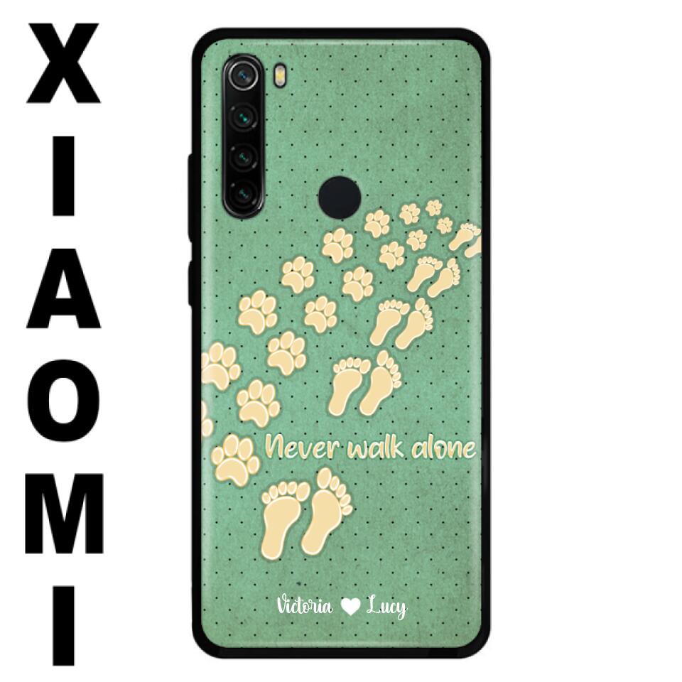 Personalized Dogs's Paws Phone Case - Best Gift Idea For Dog Lovers With Up to 3 Dogs's Paws - Never Walk ALone - Case For iPhone, Samsung And Xiaomi