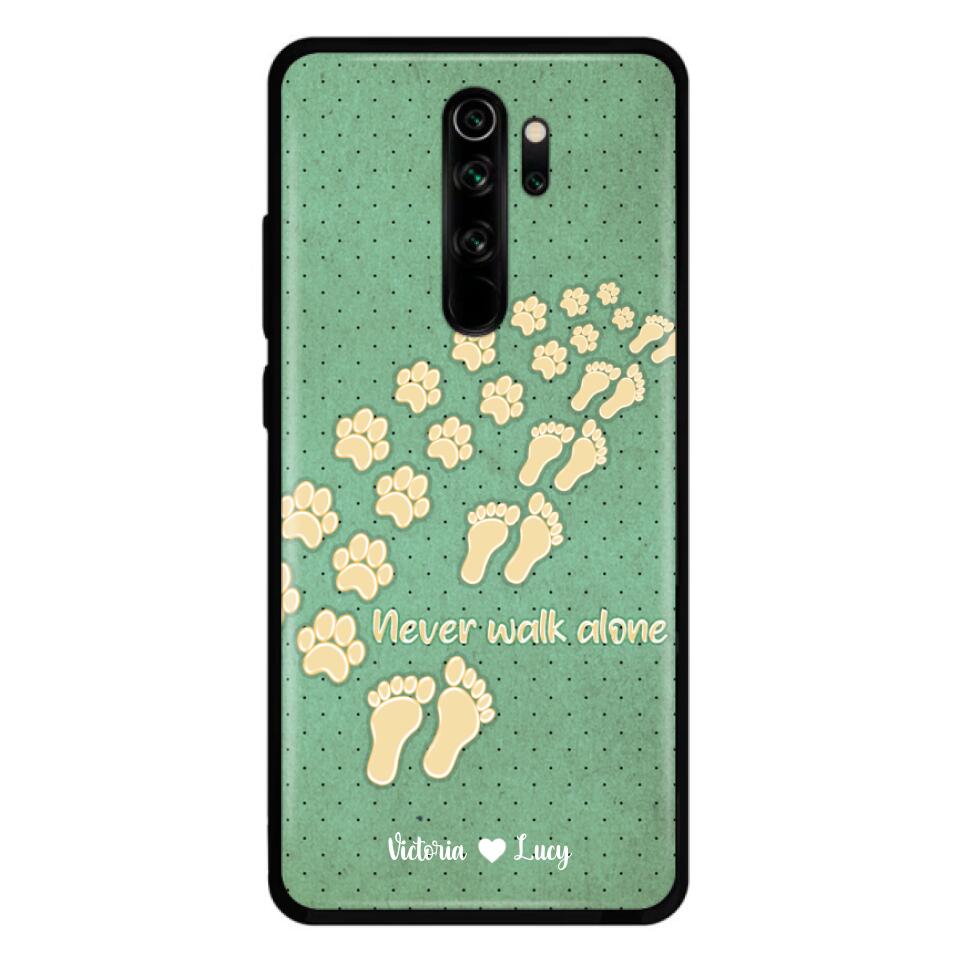 Personalized Dogs's Paws Phone Case - Best Gift Idea For Dog Lovers With Up to 3 Dogs's Paws - Never Walk ALone - Case For iPhone, Samsung And Xiaomi