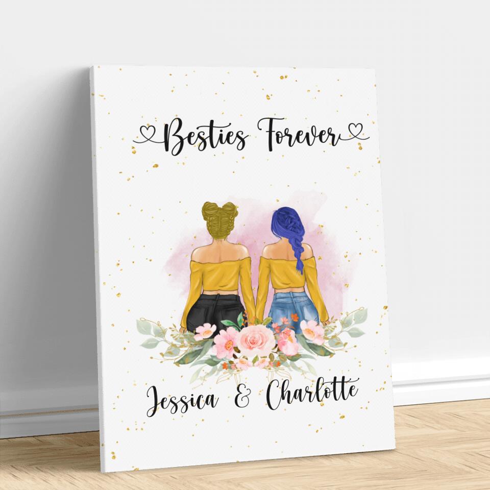 Personalized Best Friends Vertical Canvas - Gift For Best Friends - Besties Are We and Forever We Will Be