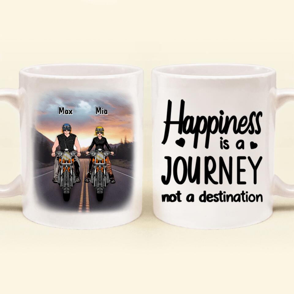 Personalized Couple Motorcycle Coffee Mug - Gift Idea For Couple/Friends - Happiness Is A Journey Not A Destination