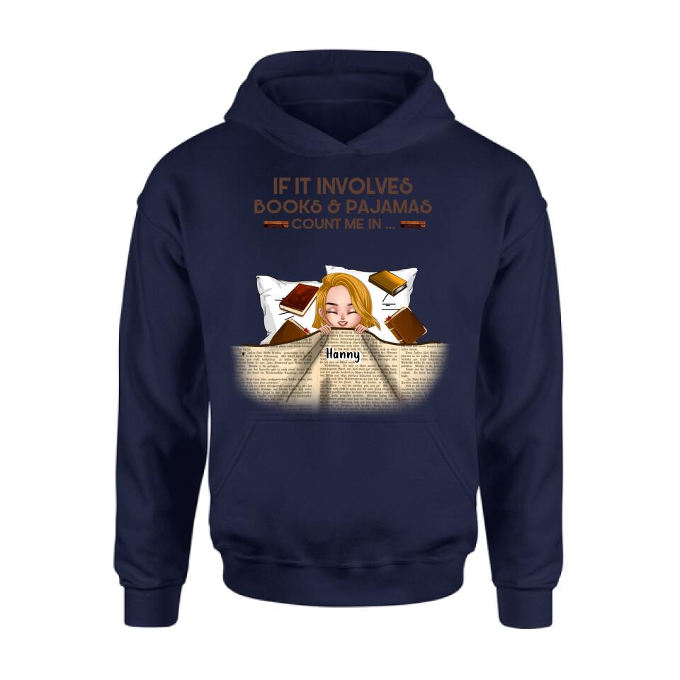 Personalized Stay In Bed With Books And Pets Shirt/Pullover Hoodie - Up to 6 Pets - Gift For Books/Dogs/Cats Lovers - I Just Want To Stay In Bed With My Books