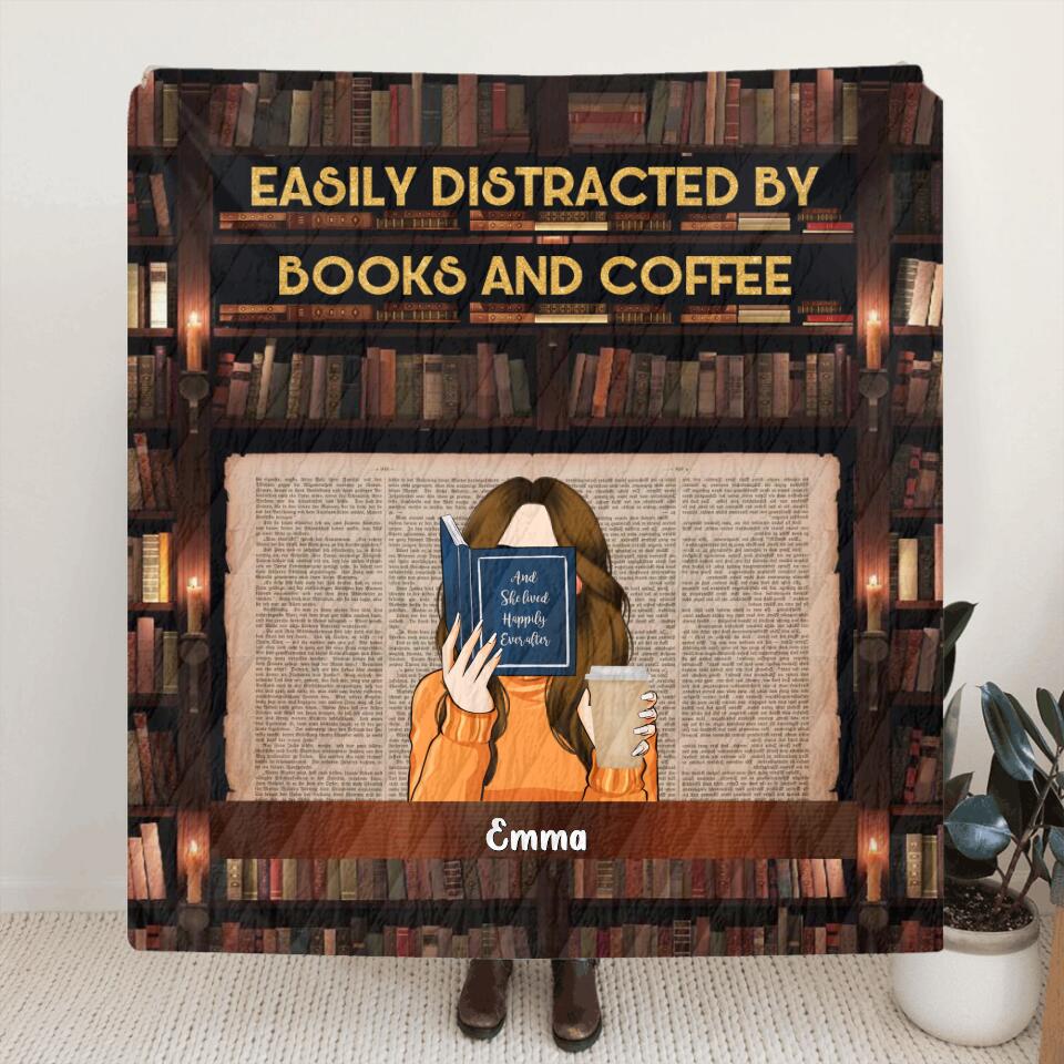 Personalized Reading Girl Pillow Cover/Fleece Blanket/Quilt - Gift Idea For Reading/Cat Dog Lover With Up to 5 Pets - Just A Girl Who Loves Books And Dogs
