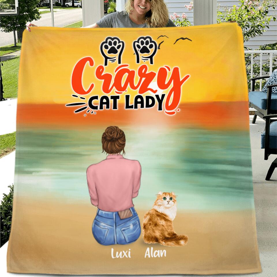 Personalized Cat Mom Fleece/Quilt Blanket - Up to 5 Cats - Gift Idea For Cat Lover - Crazy Cat Lady