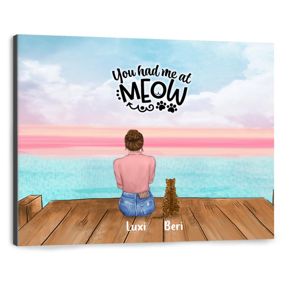 Personalized Cat Mom Canvas - Gift For Cat Lovers With Up to 4 Cats - Life Is Purrfect With Cats