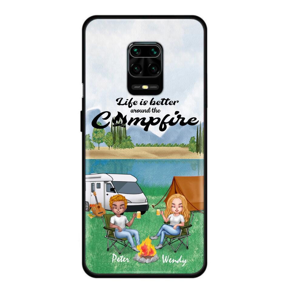 Personalized Camping Chibi Phone Case - Couple With Up to 2 Dogs - Gift Idea For Dog/Camping Lover - Life Is Better Around The Campfire - Case For Xiaomi, Oppo And Huawei