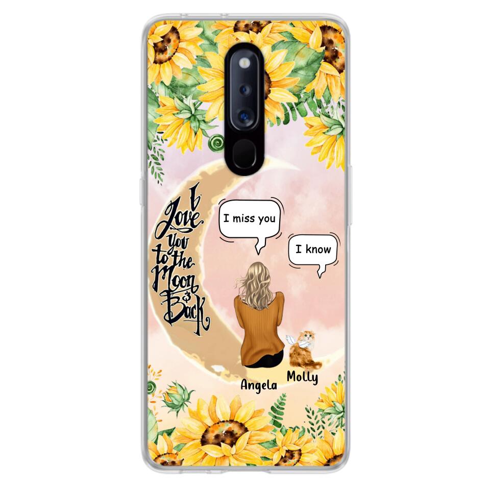 Personalized Memorial Cat Sun Flower Phone Case - Up to 6 Cats - Memorial Gift Idea For Cat Lover - I Love You To The Moon And Back - Case For Xiaomi, Oppo And Huawei