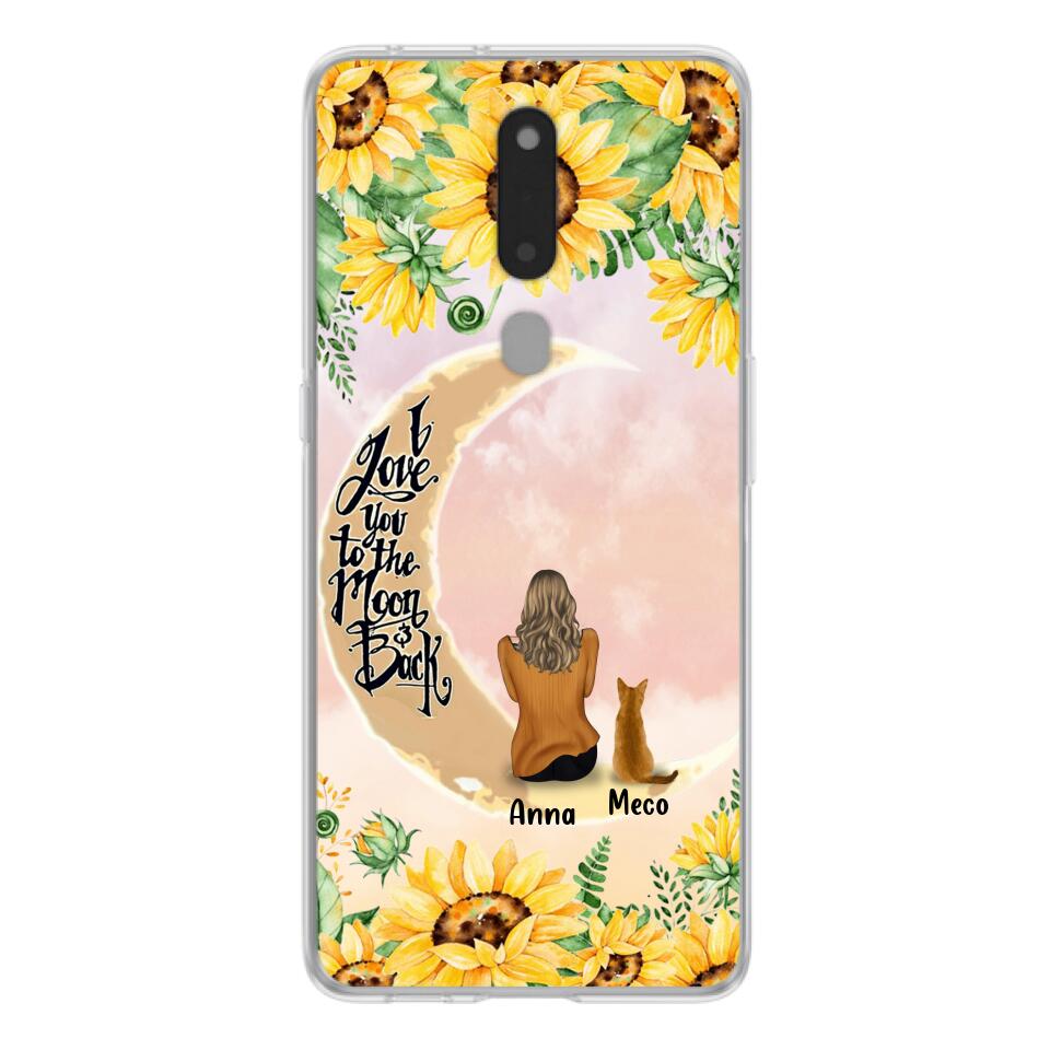 Personalized Cat Sun Flower Phone Case - Up to 6 Cats - Gift Idea For Cat Lover - I Love You To The Moon And Back - Case For Xiaomi, Oppo And Huawei