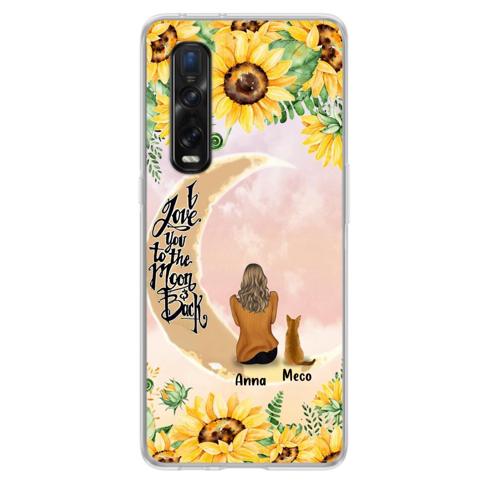 Personalized Cat Sun Flower Phone Case - Up to 6 Cats - Gift Idea For Cat Lover - I Love You To The Moon And Back - Case For Xiaomi, Oppo And Huawei