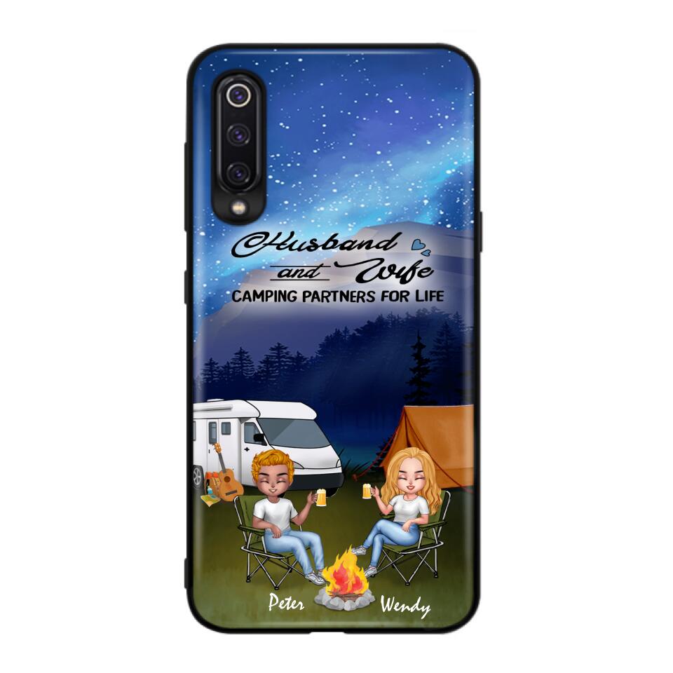 Personalized Camping Night Chibi Phone Case - Couple With Up to 2 Dogs - Gift Idea For Camping Lover - Case For Xiaomi, Oppo And Huawei