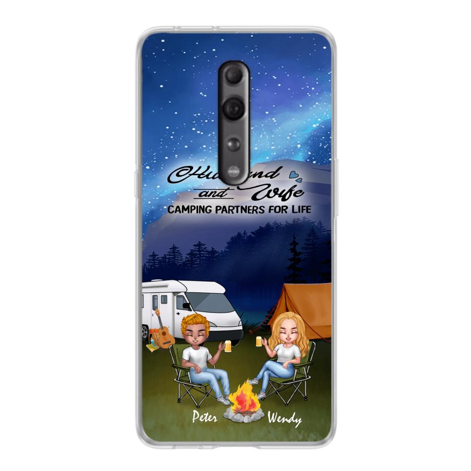 Personalized Camping Night Chibi Phone Case - Couple With Up to 2 Dogs - Gift Idea For Camping Lover - Case For Xiaomi, Oppo And Huawei