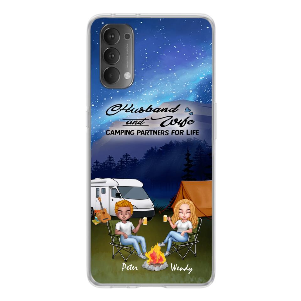 Personalized Camping Night Chibi Phone Case - Couple With Up to 2 Dogs - Gift Idea For Camping Lover - Case For Xiaomi, Oppo And Huawei