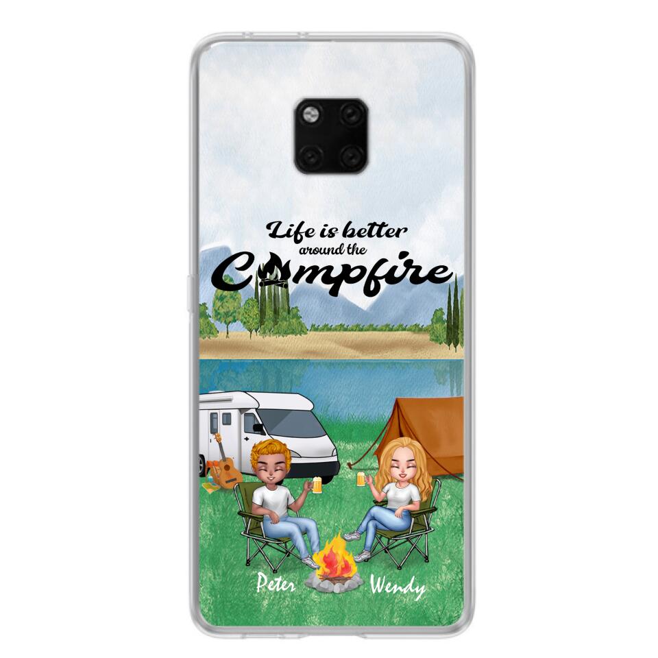 Personalized Camping Chibi Phone Case - Couple With Up to 2 Dogs - Gift Idea For Camping Lover - Case For Xiaomi, Oppo And Huawei