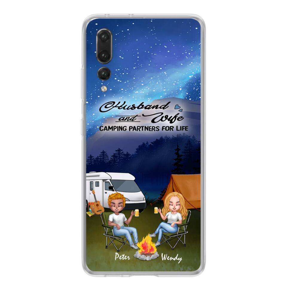 Personalized Camping Night Chibi Phone Case - Couple With Up to 2 Dogs - Gift Idea For Camping Lover - Case For Xiaomi, Oppo And Huawei