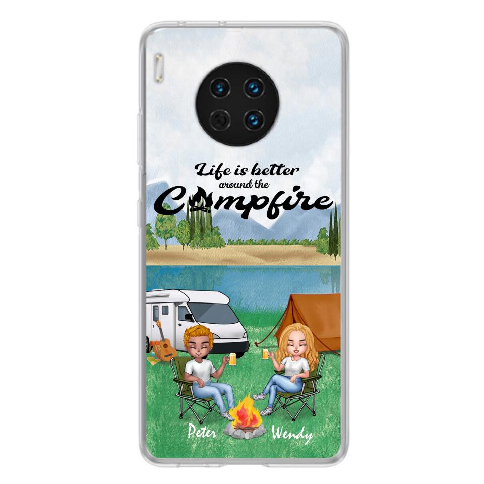 Personalized Camping Chibi Phone Case - Couple With Up to 2 Dogs - Gift Idea For Camping Lover - Case For Xiaomi, Oppo And Huawei