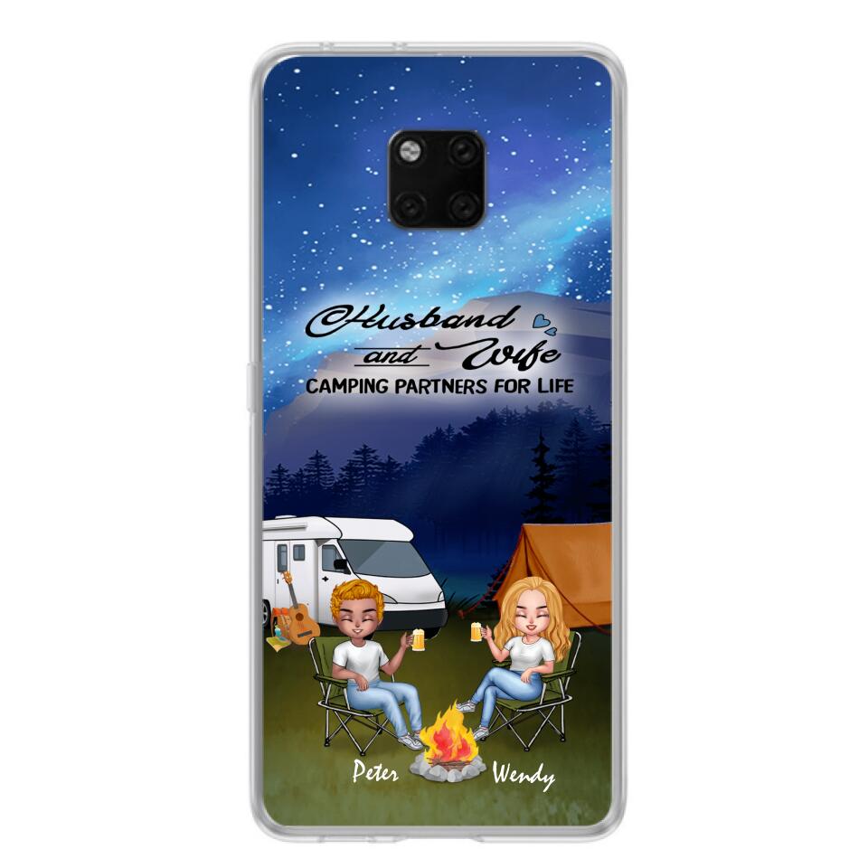 Personalized Camping Night Chibi Phone Case - Couple With Up to 2 Dogs - Gift Idea For Camping Lover - Case For Xiaomi, Oppo And Huawei