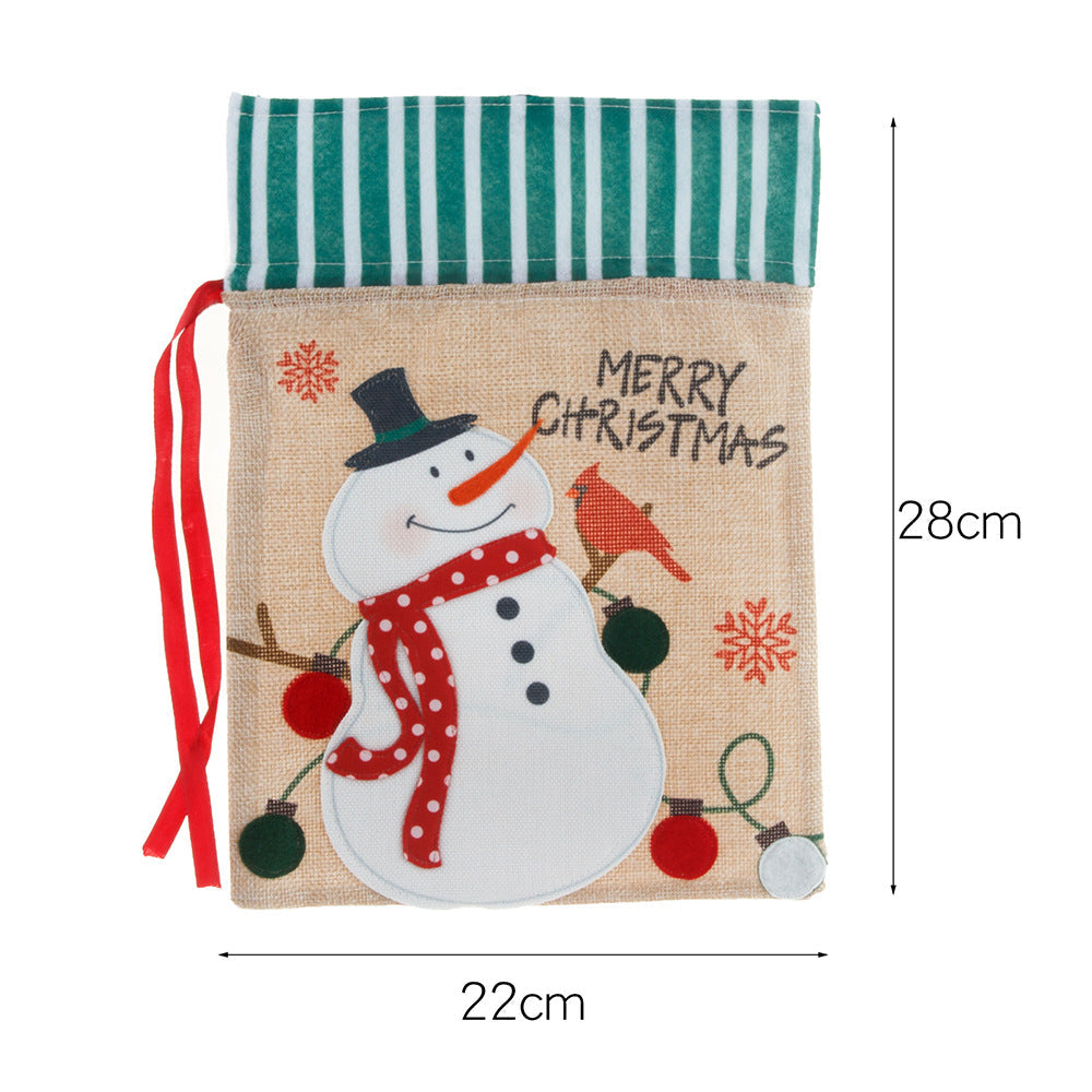 Christmas decorations, burlap gift bags, candy bags, apple bags, cartoon Christmas gift bags