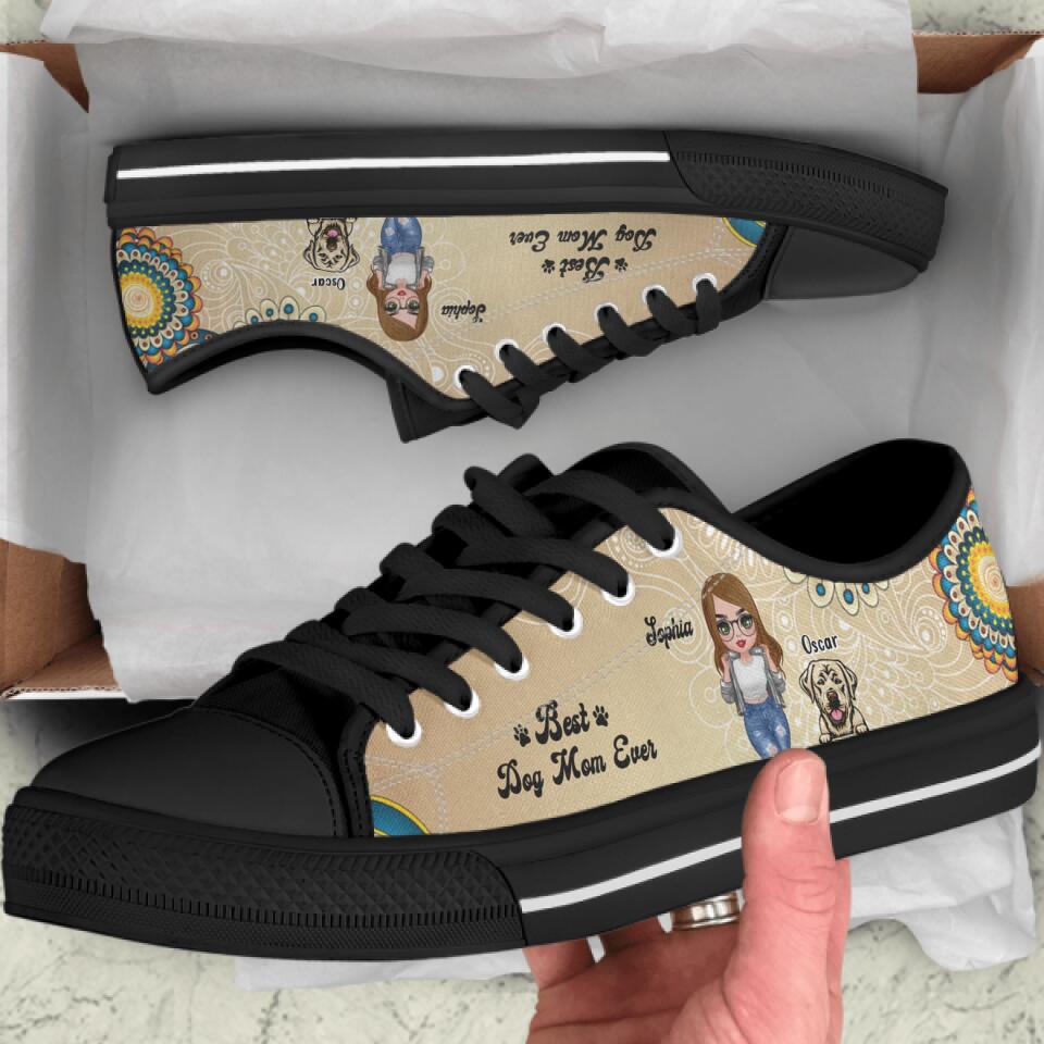 Personalized Pet Mom Front Sneakers - Up to 5 Dogs/Cats - Gift Idea For Dog/Cat Lover - Best Dog Mom Ever