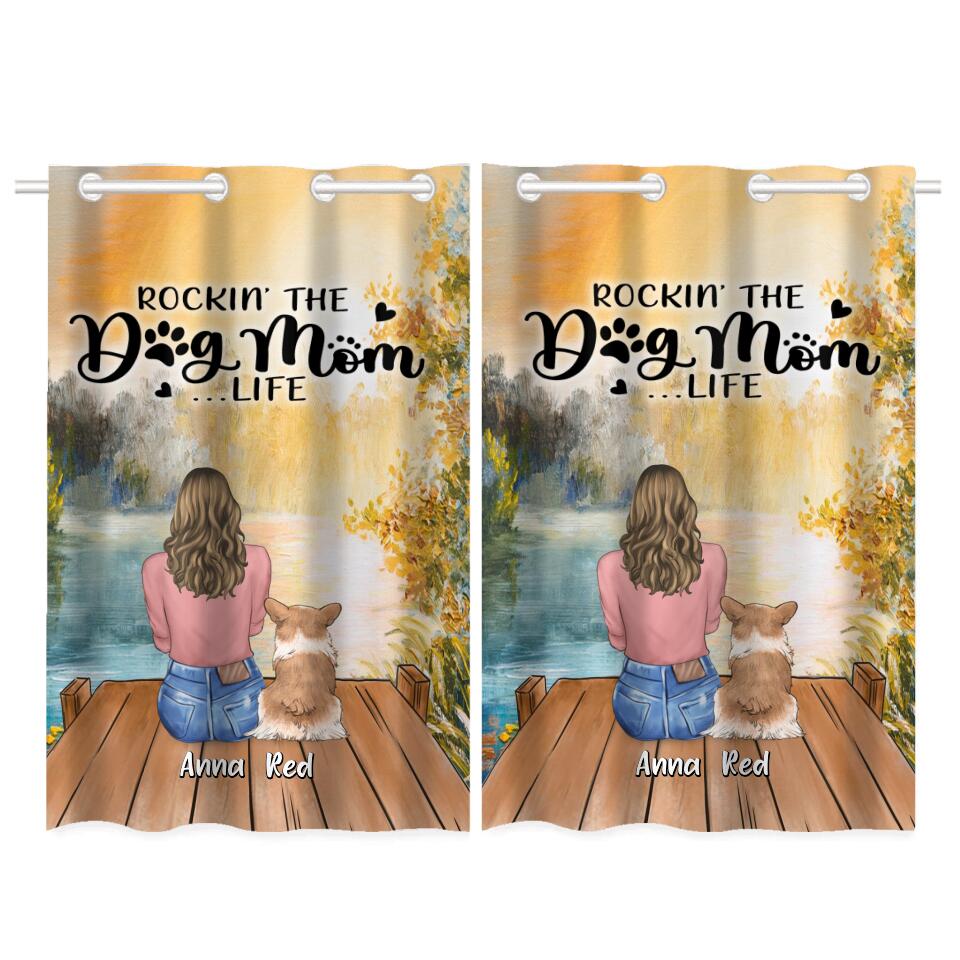 Personalized Dog Mom Window Curtain - Gift Idea For Dog Lover - Rockin' The Dog Mom Life - Up to 6 Dogs