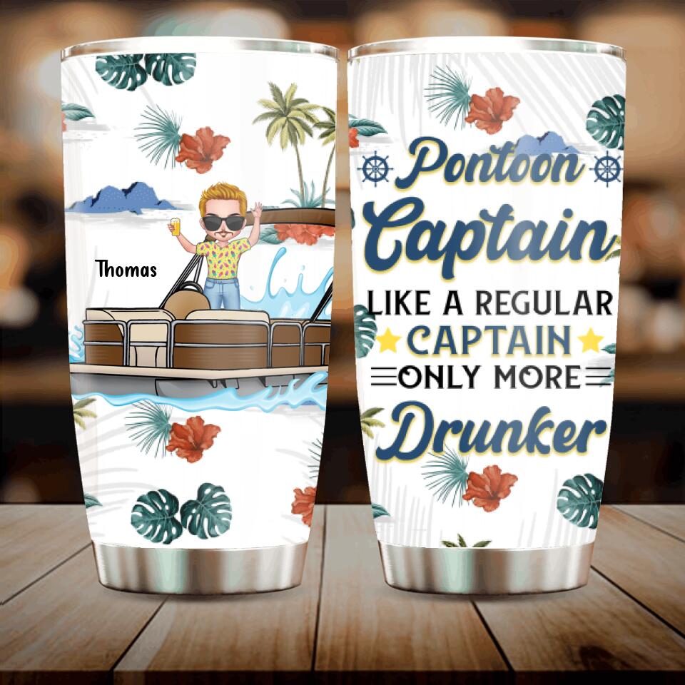 Personalized Pontoon Captain Tumbler - Gift Idea For Father's Day/Pontoon Lover - Pontooning With A Chance Of Drinking