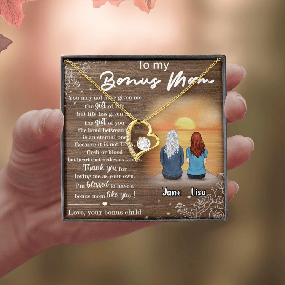 Personalized Bonus Mom Necklace - Up to 5 People - Mother's Day Gift For Mom - To My Bonus Mom