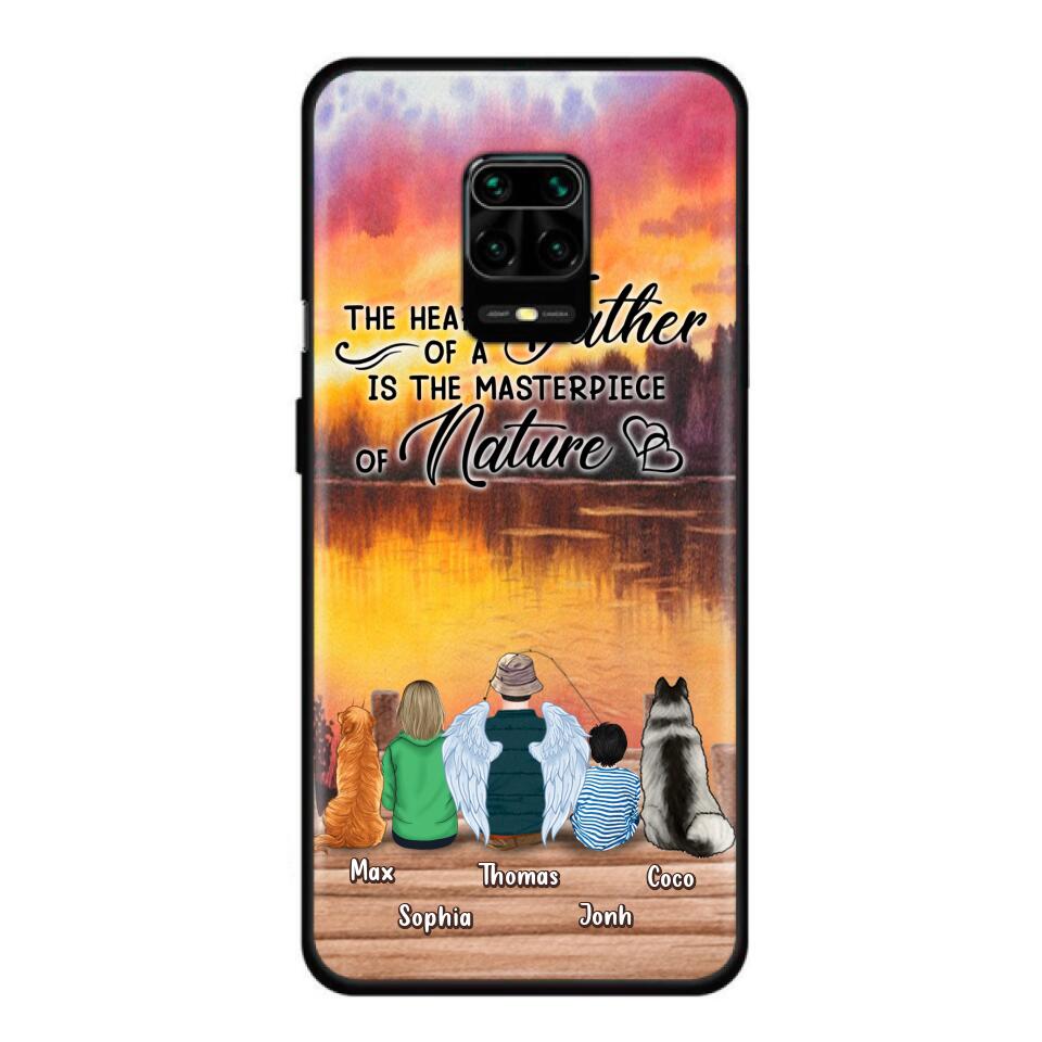 Custom Personalized Father Fishing Phone Case - Father With Up to 2 Kids And 2 Pets - Gift Idea For Father/ Fishing Lover - The Heart Of A Father Is The Masterpiece Of Nature - Case For Xiaomi, Oppo And Huawei
