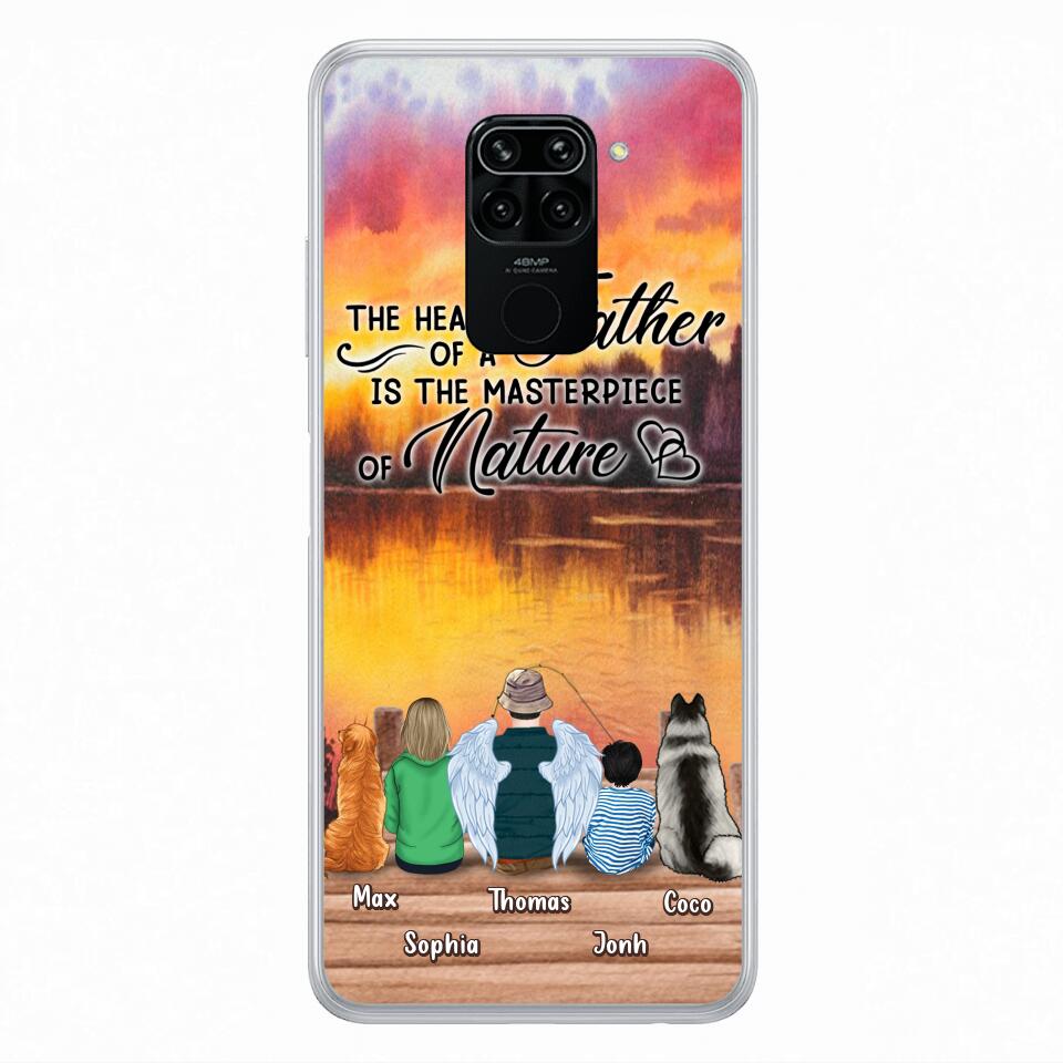 Custom Personalized Father Fishing Phone Case - Father With Up to 2 Kids And 2 Pets - Gift Idea For Father/ Fishing Lover - The Heart Of A Father Is The Masterpiece Of Nature - Case For Xiaomi, Oppo And Huawei