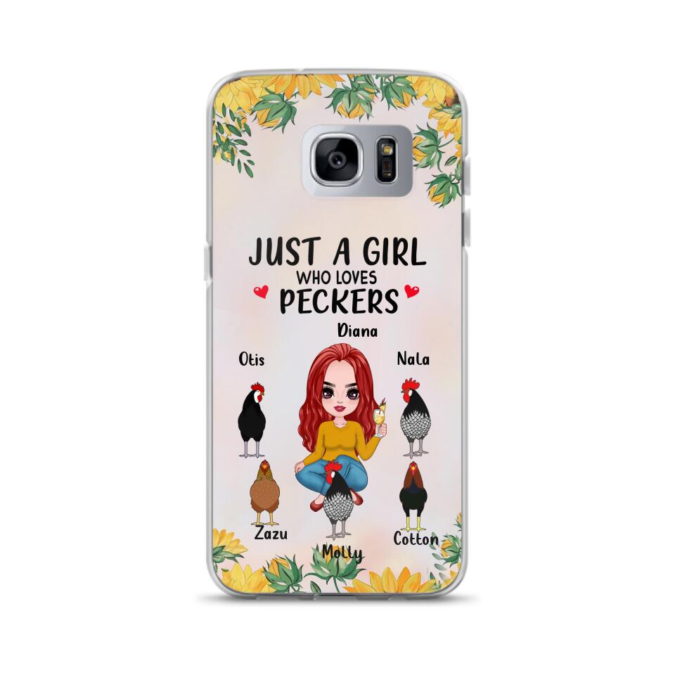 Personalized Chickens Phone Case - Up to 5 Chickens - Just A Girl Who Loves Peckers
