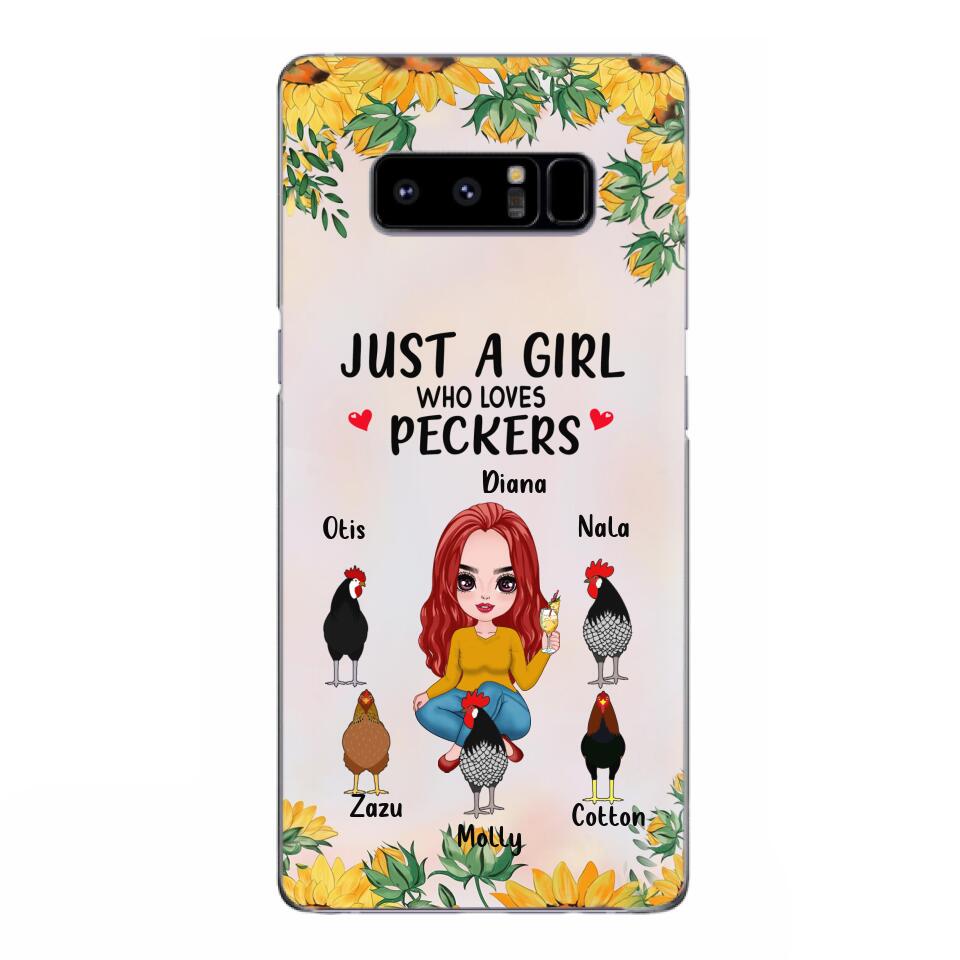 Personalized Chickens Phone Case - Up to 5 Chickens - Just A Girl Who Loves Peckers