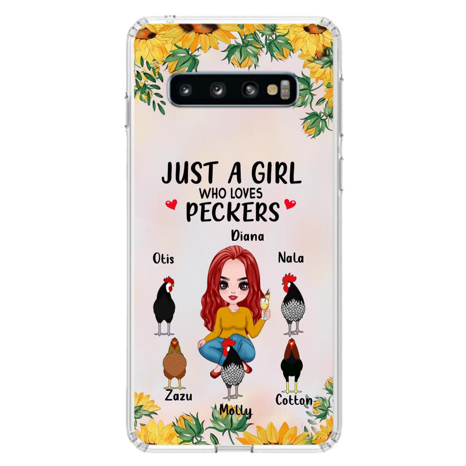 Personalized Chickens Phone Case - Up to 5 Chickens - Just A Girl Who Loves Peckers