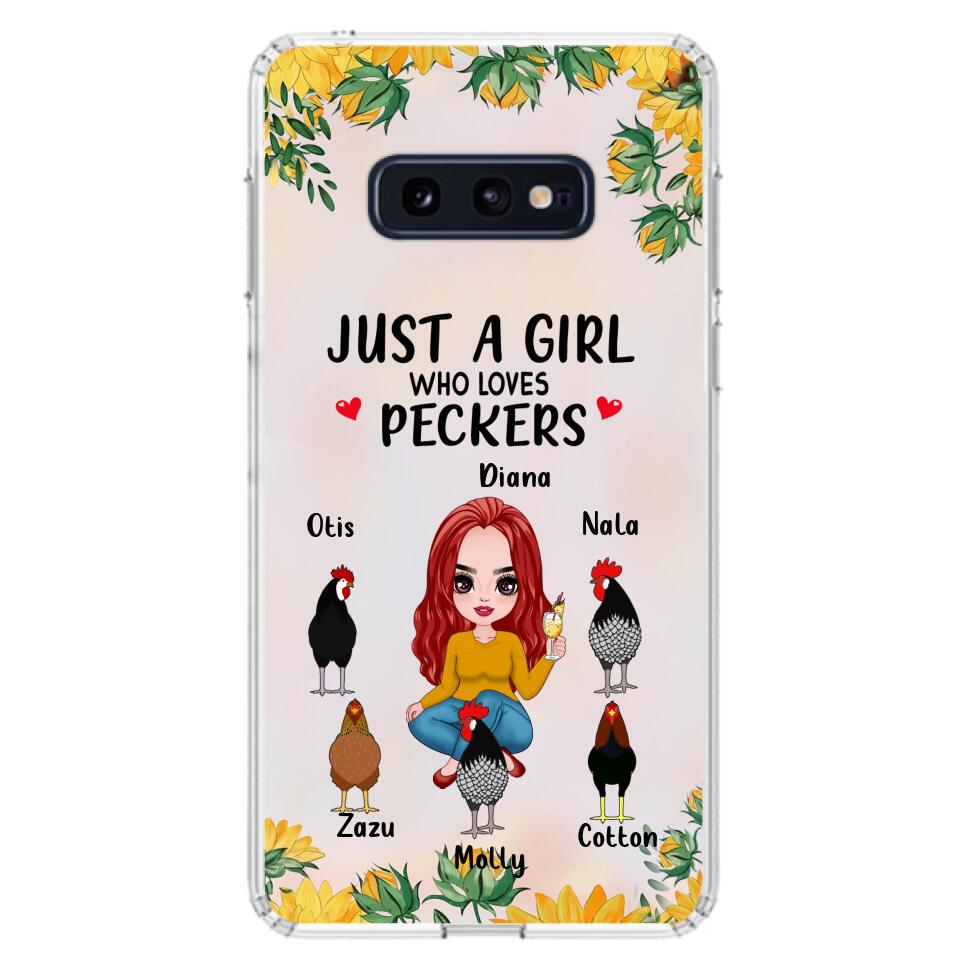 Personalized Chickens Phone Case - Up to 5 Chickens - Just A Girl Who Loves Peckers