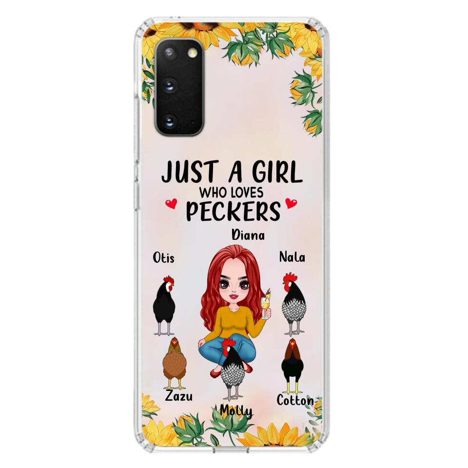 Personalized Chickens Phone Case - Up to 5 Chickens - Just A Girl Who Loves Peckers