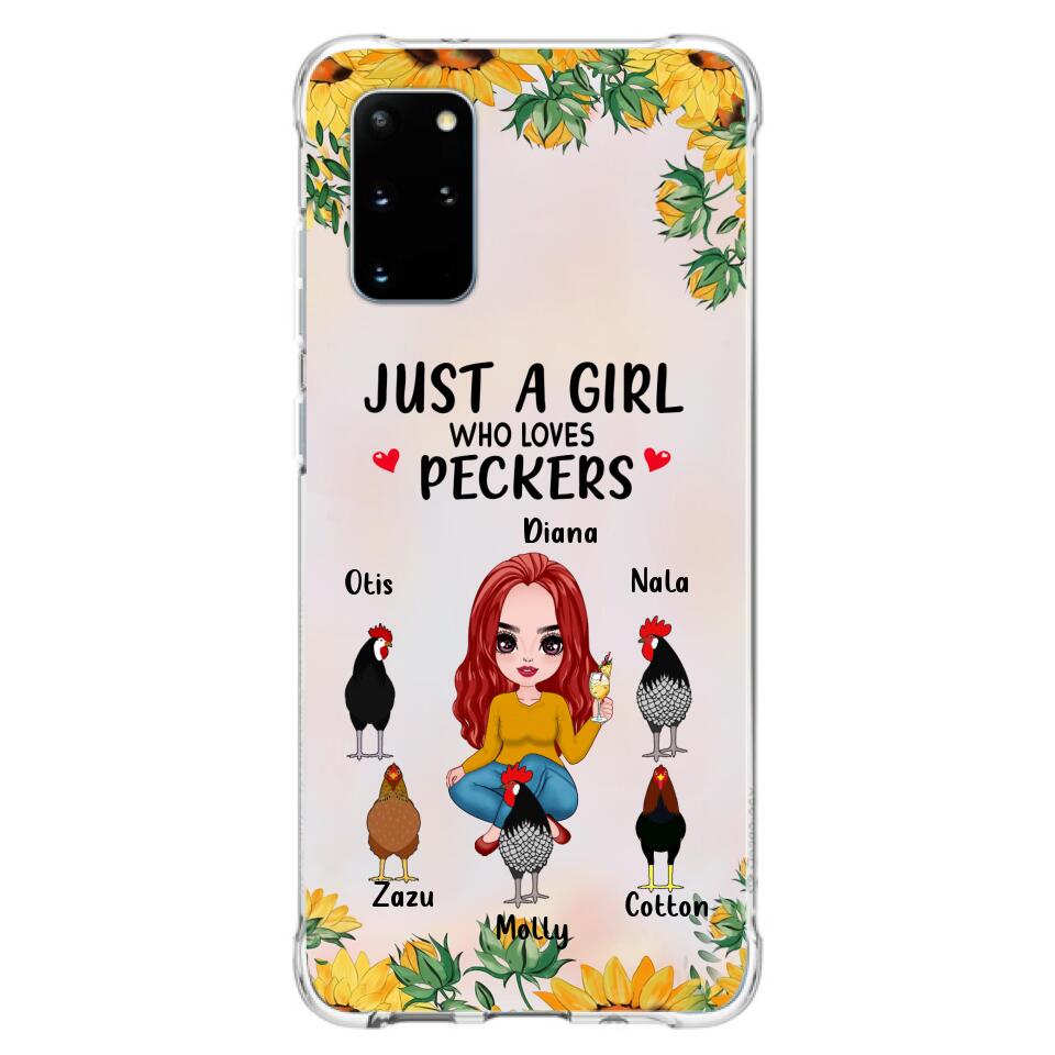 Personalized Chickens Phone Case - Up to 5 Chickens - Just A Girl Who Loves Peckers