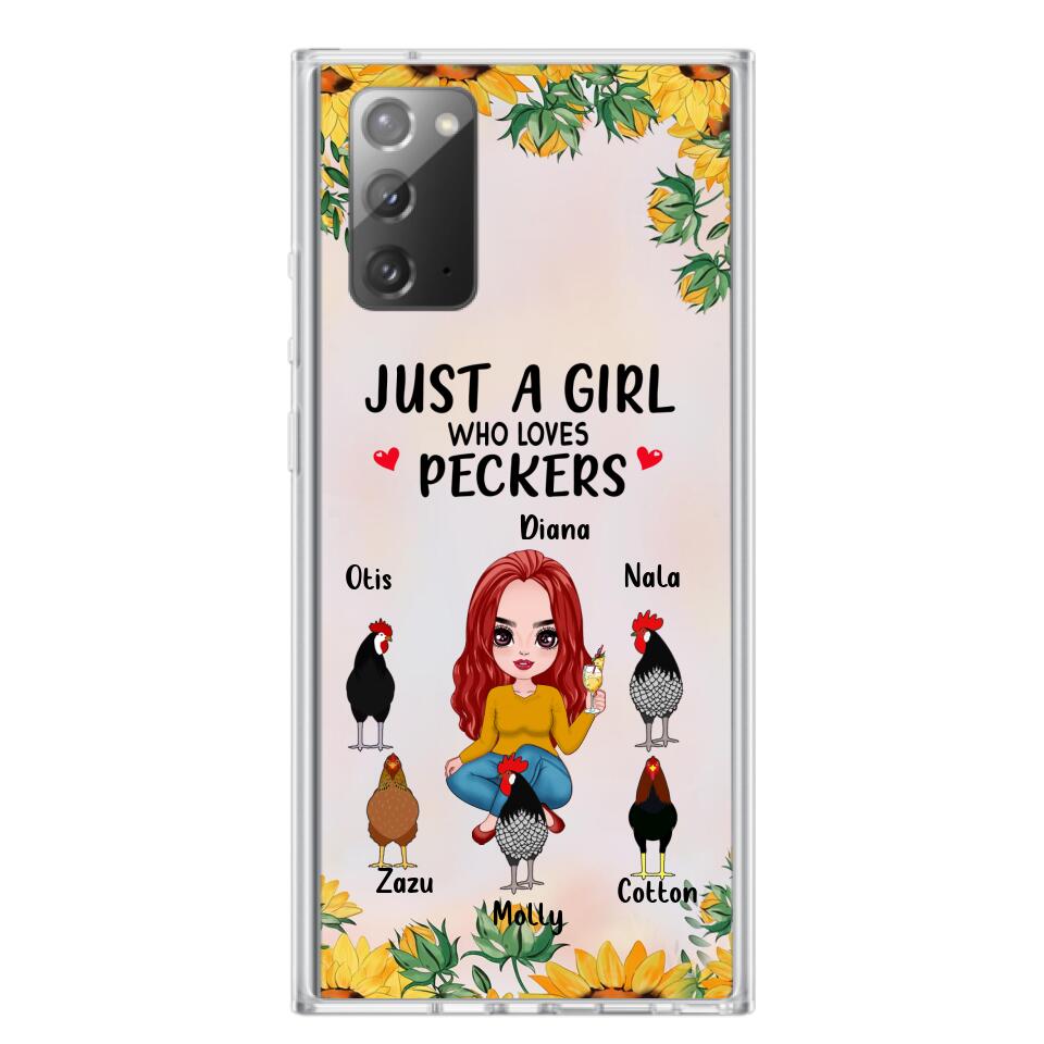 Personalized Chickens Phone Case - Up to 5 Chickens - Just A Girl Who Loves Peckers