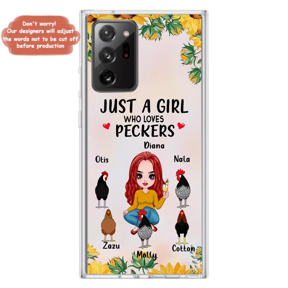 Personalized Chickens Phone Case - Up to 5 Chickens - Just A Girl Who Loves Peckers