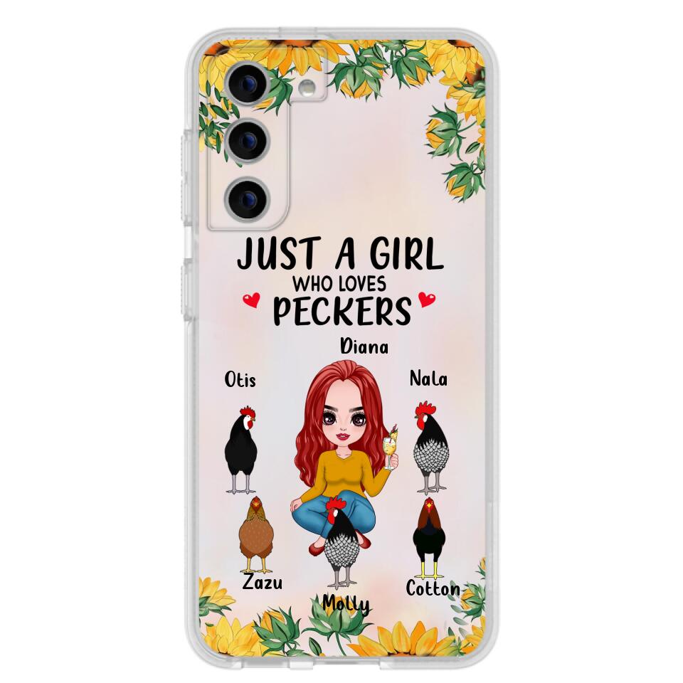 Personalized Chickens Phone Case - Up to 5 Chickens - Just A Girl Who Loves Peckers