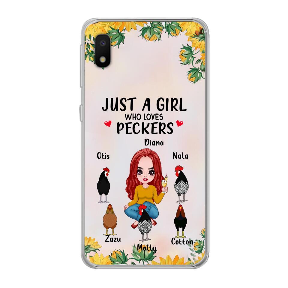 Personalized Chickens Phone Case - Up to 5 Chickens - Just A Girl Who Loves Peckers