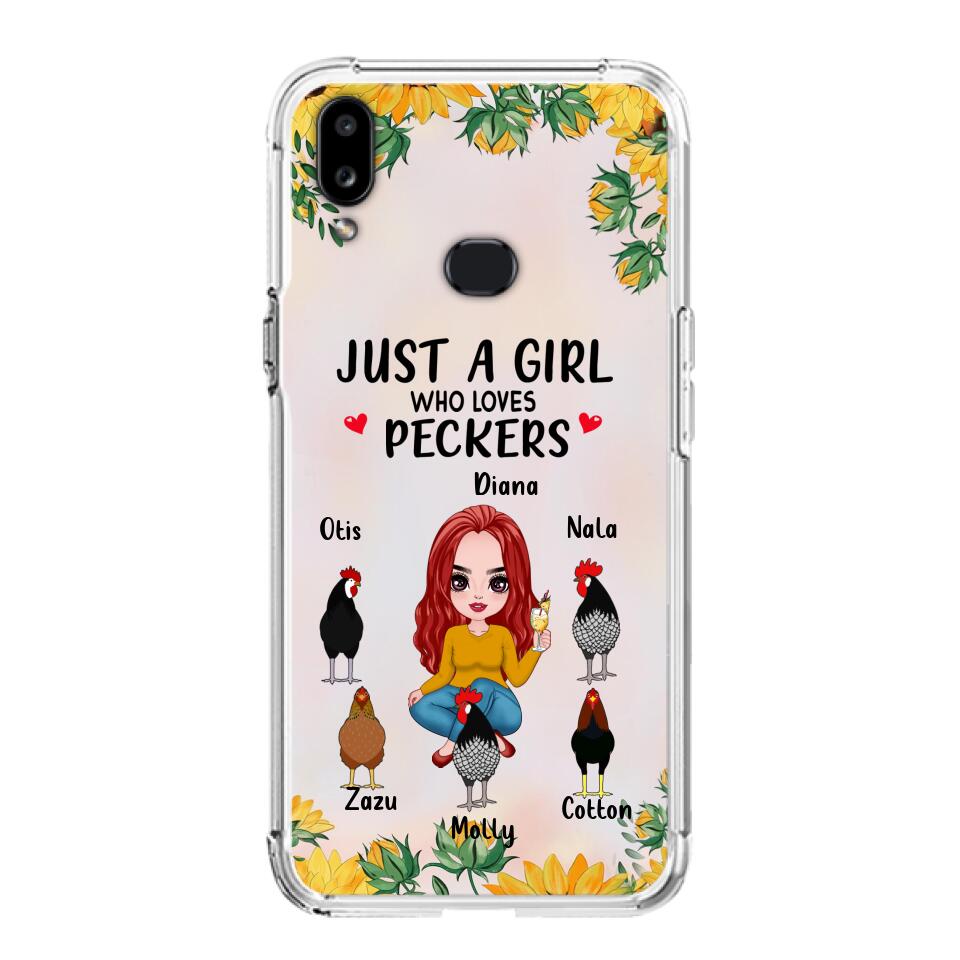 Personalized Chickens Phone Case - Up to 5 Chickens - Just A Girl Who Loves Peckers