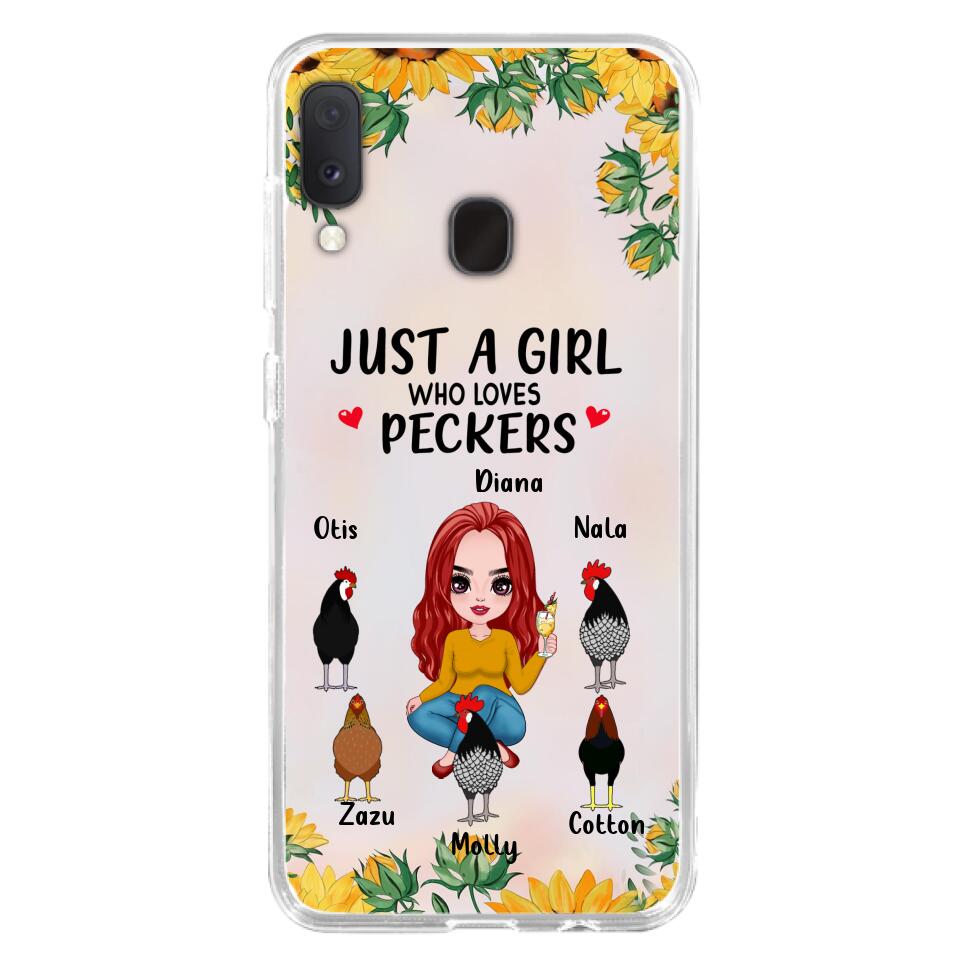 Personalized Chickens Phone Case - Up to 5 Chickens - Just A Girl Who Loves Peckers