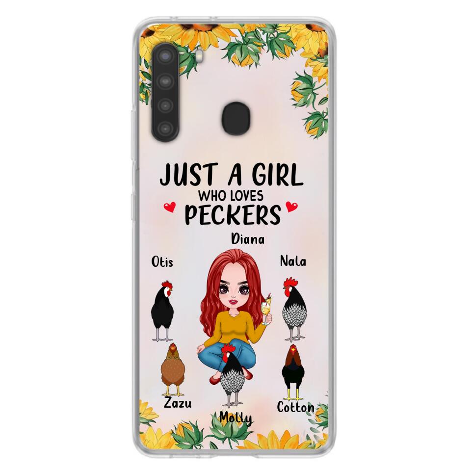 Personalized Chickens Phone Case - Up to 5 Chickens - Just A Girl Who Loves Peckers