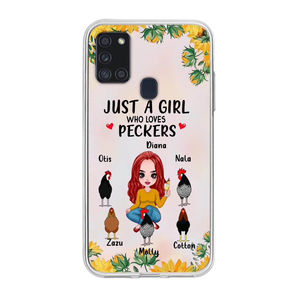 Personalized Chickens Phone Case - Up to 5 Chickens - Just A Girl Who Loves Peckers