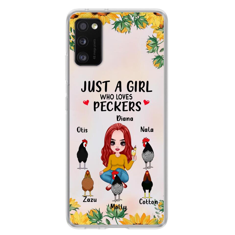 Personalized Chickens Phone Case - Up to 5 Chickens - Just A Girl Who Loves Peckers