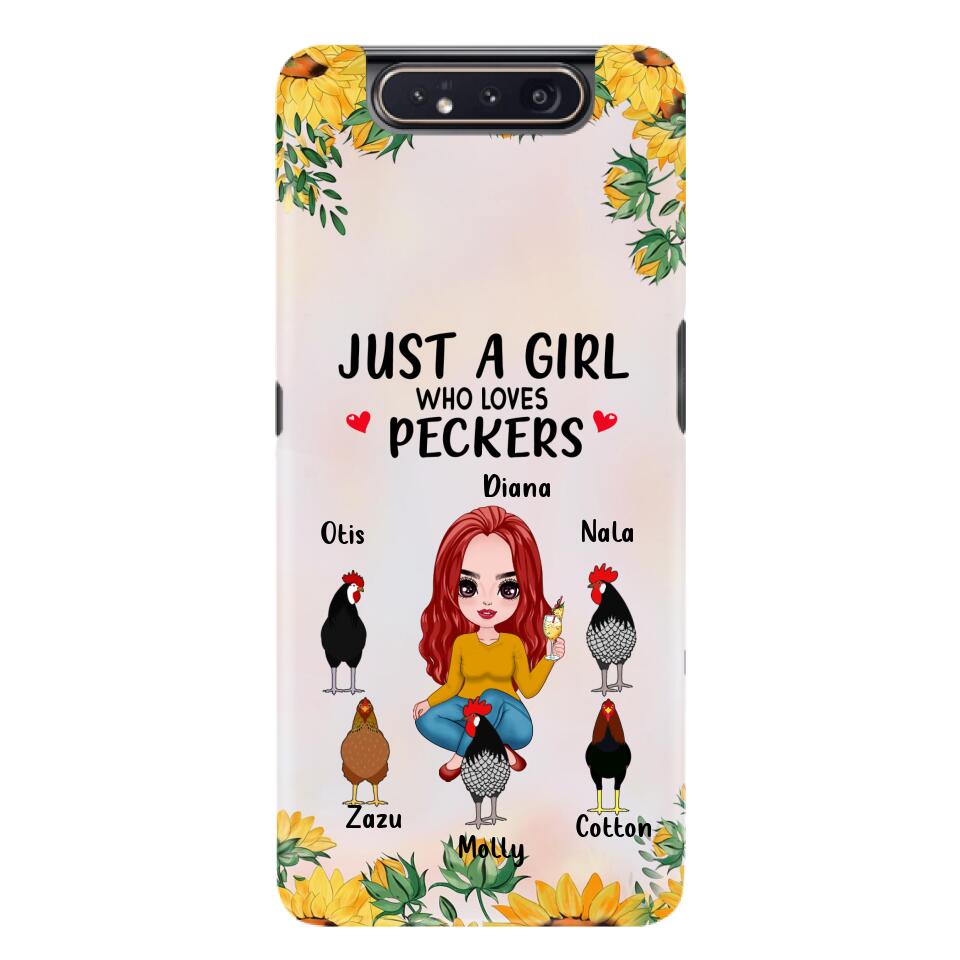 Personalized Chickens Phone Case - Up to 5 Chickens - Just A Girl Who Loves Peckers